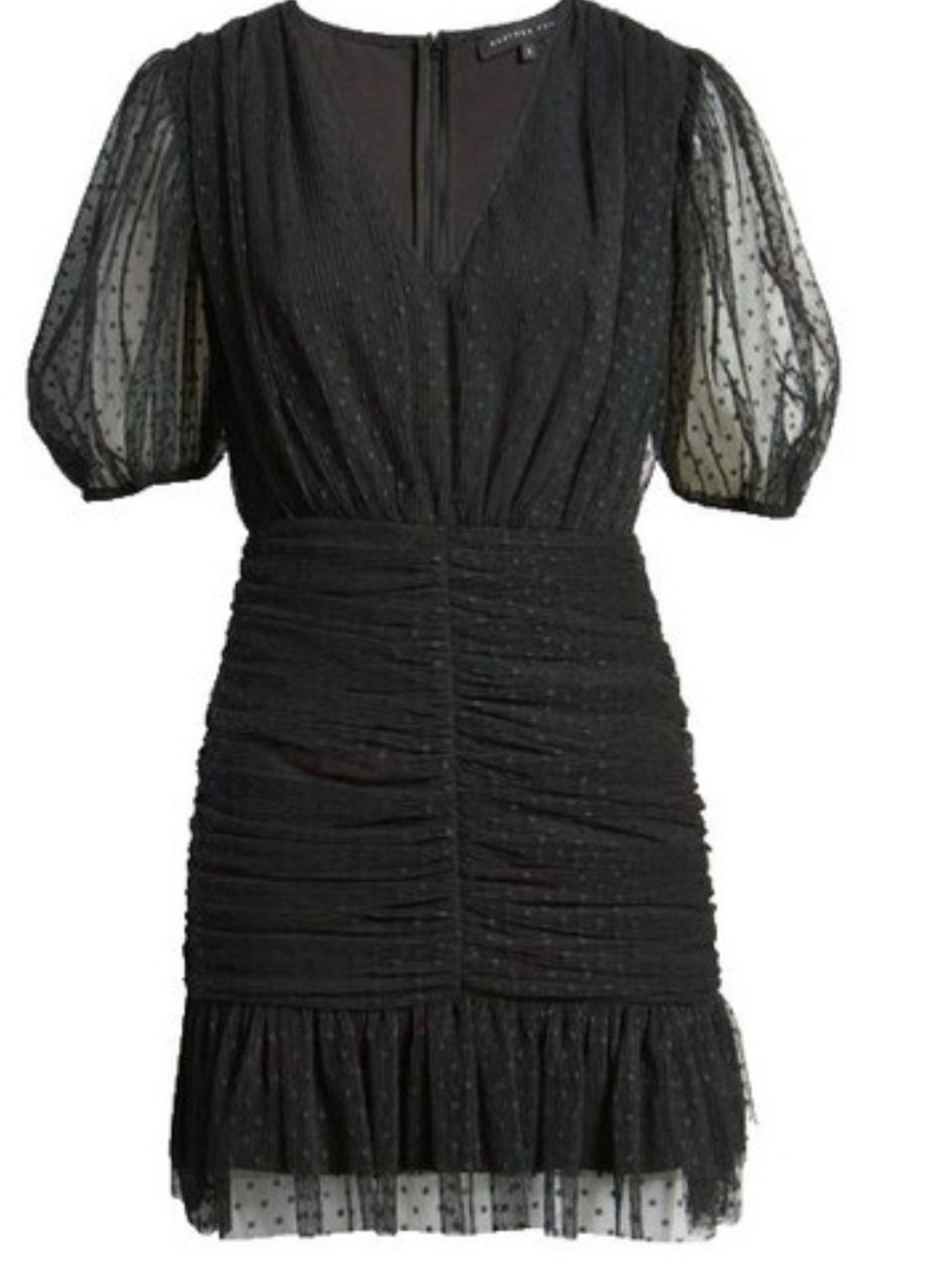 Endless Rose Black Ruched Pleated Mini Dress Puff Sleeve NWT Size Small